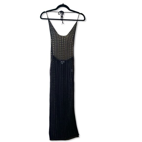 Superdown Renata Dress black sheer halter swim cover up mesh midi maxi Revolve - Picture 7 of 10